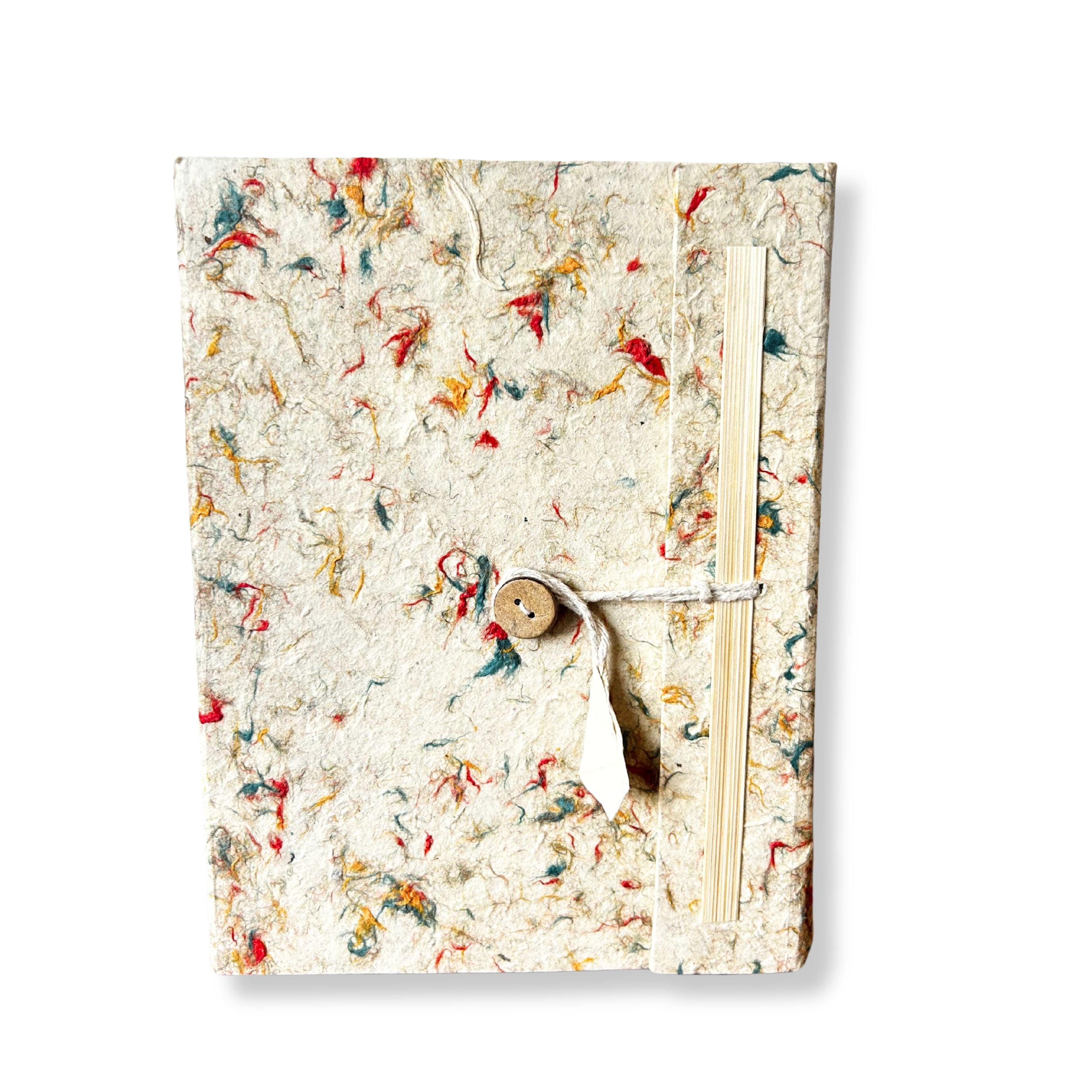 Lrg Lokta Mixed Colour Cotton Notebook (21x15cm) - 45 leafs - inc bookmark
