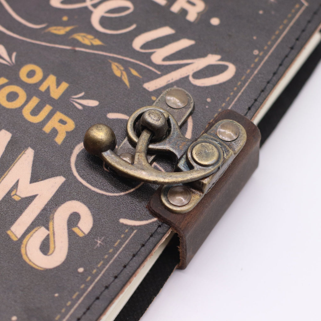 Leather Printed Journal – Never Give Up On Your Dreams