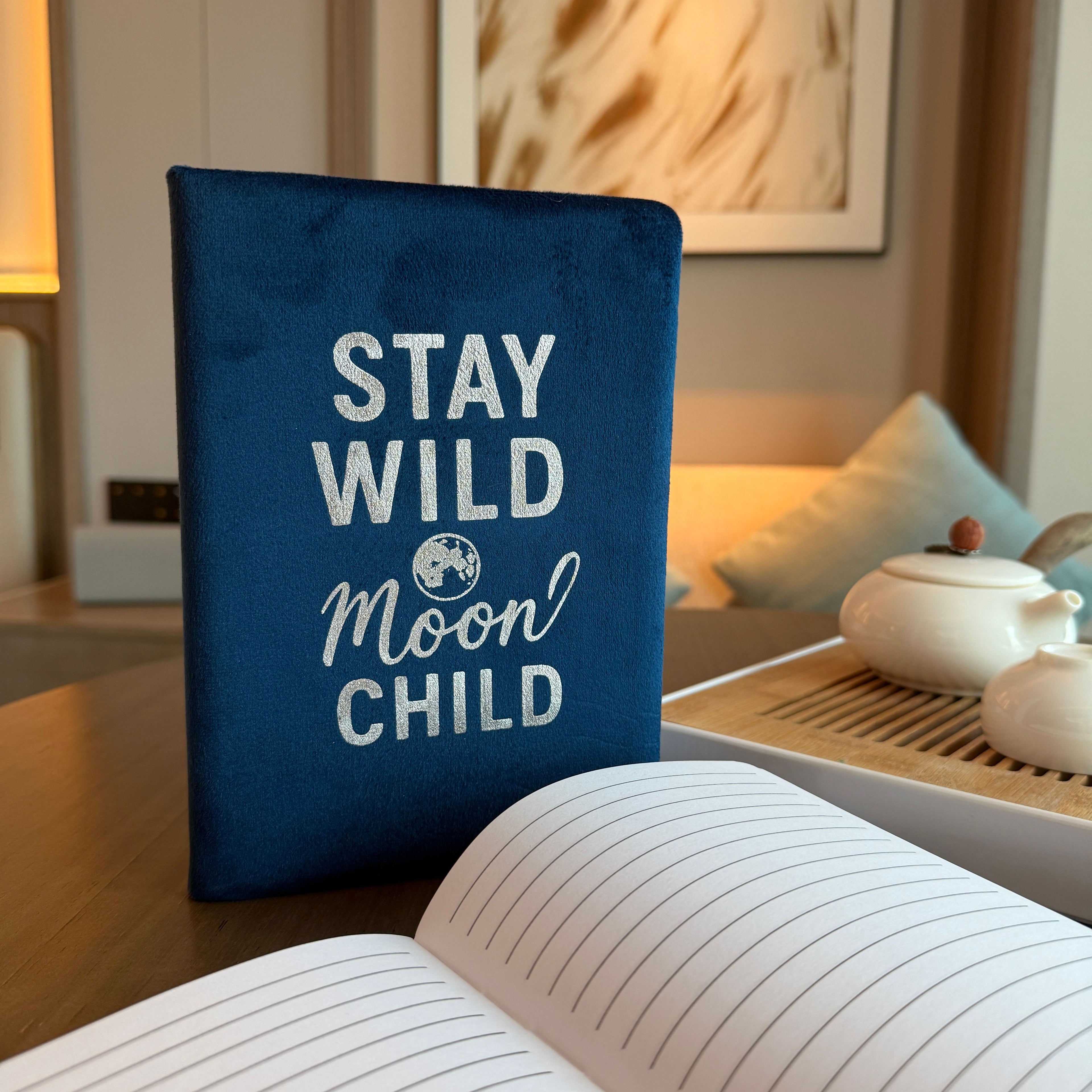 Dark Blue Velvet Journal - 80 pages - Stay Wild Moon Child