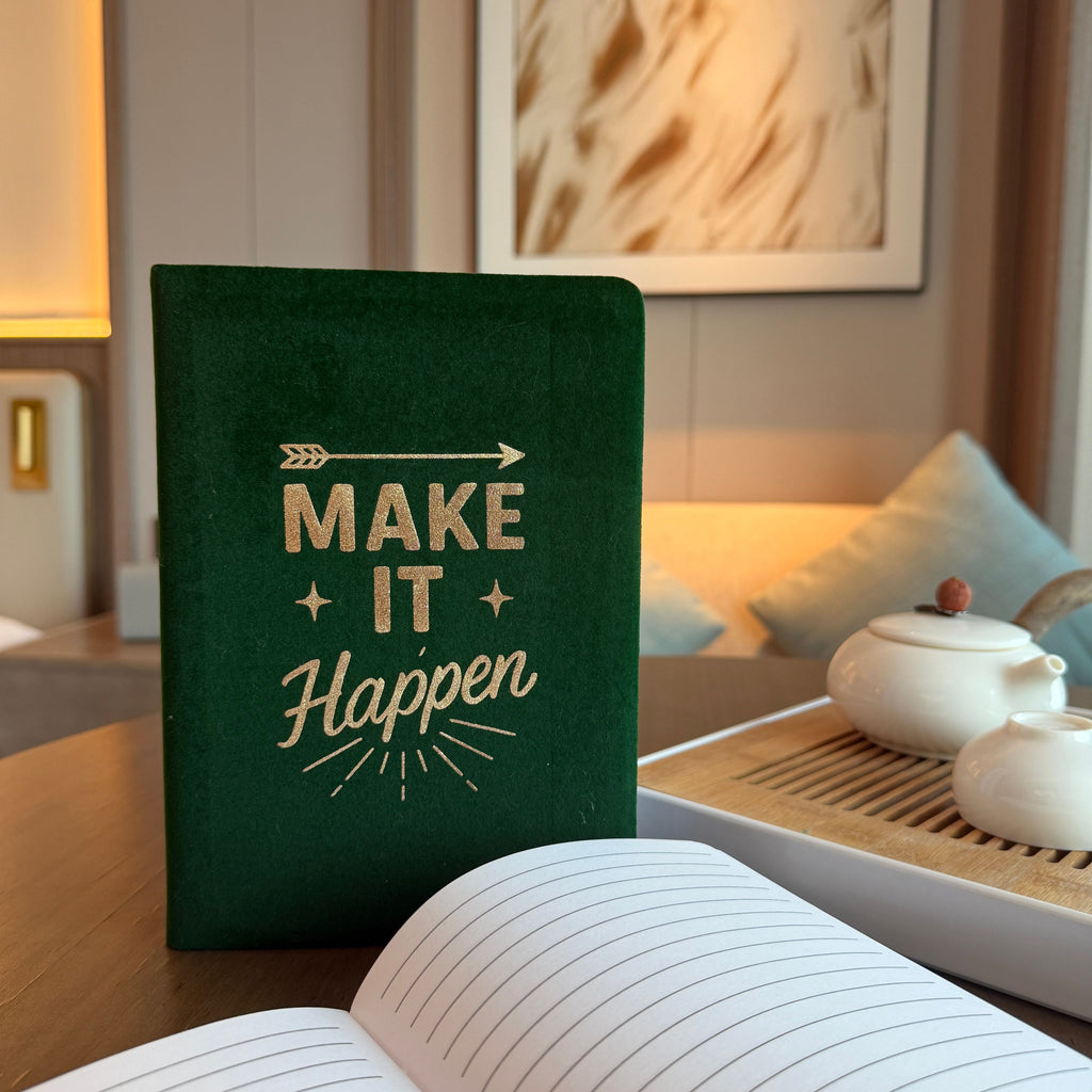 Dark Green Velvet Journal - 80 pages - Make It Happen