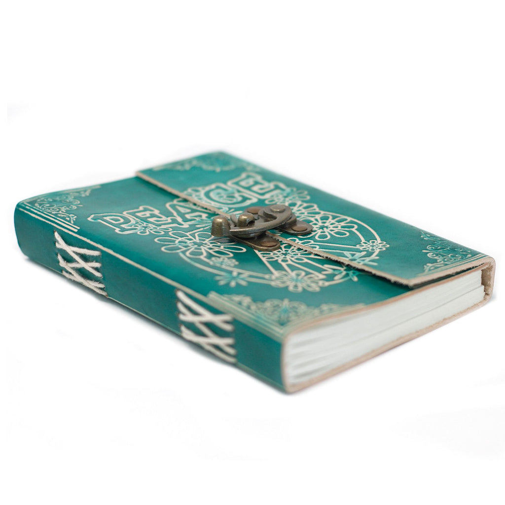 Leather Green Peace with Lock Journal
