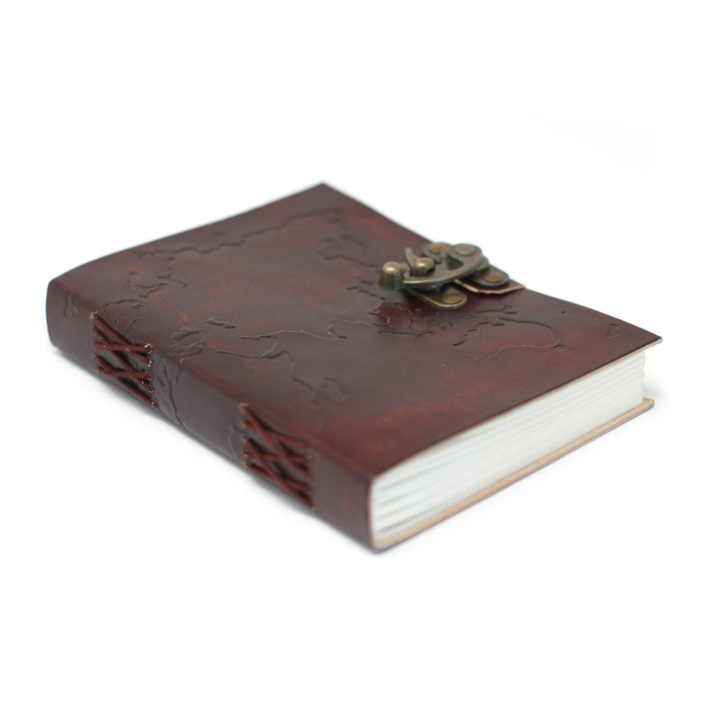 Leather World Map & Stitching Journal