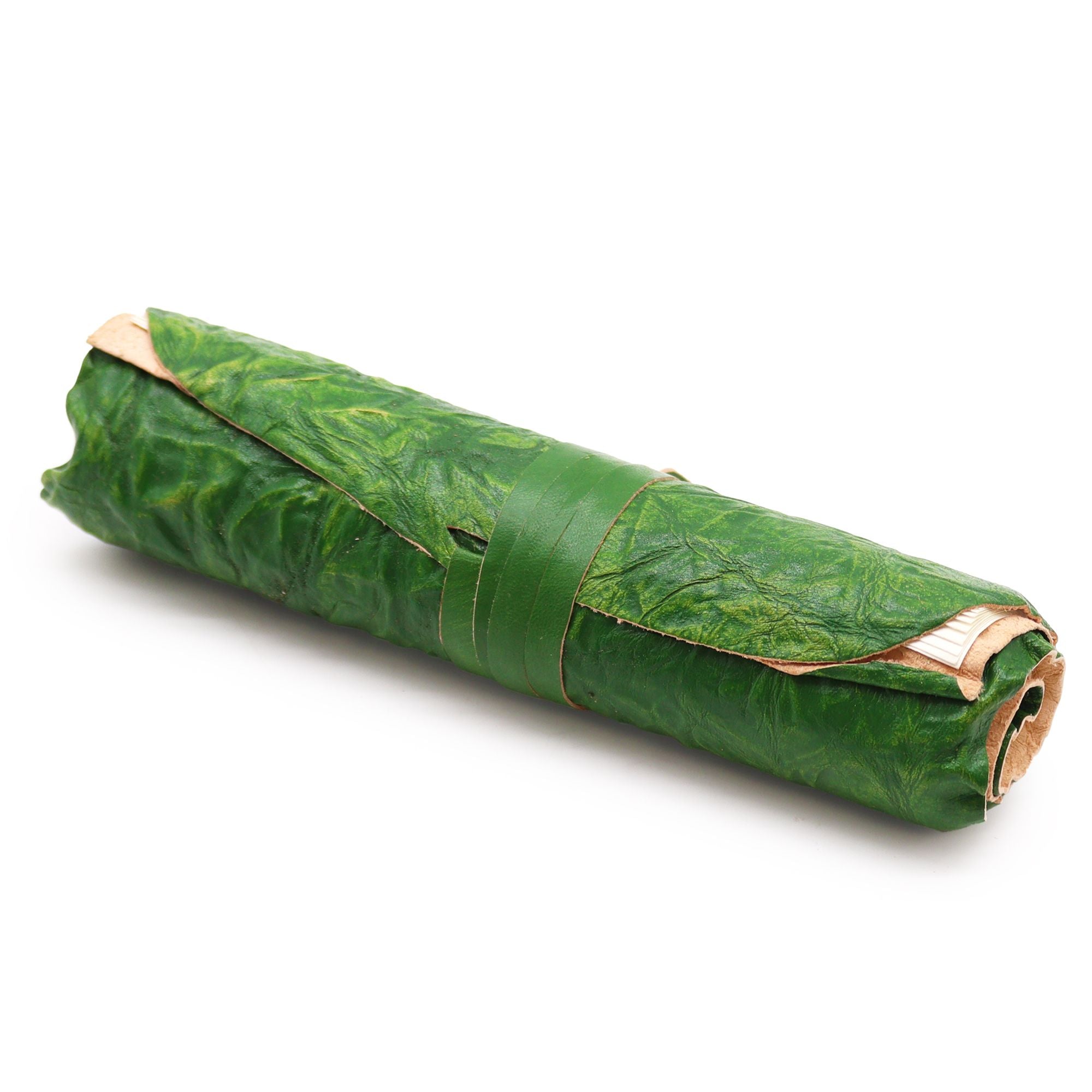 Rolled Leather Travel Journal- 96 pages - Green  21x15cm