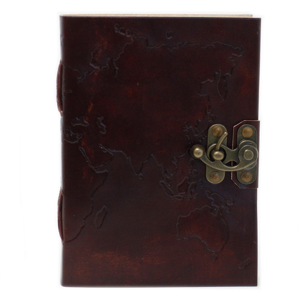 Leather World Map & Stitching Journal