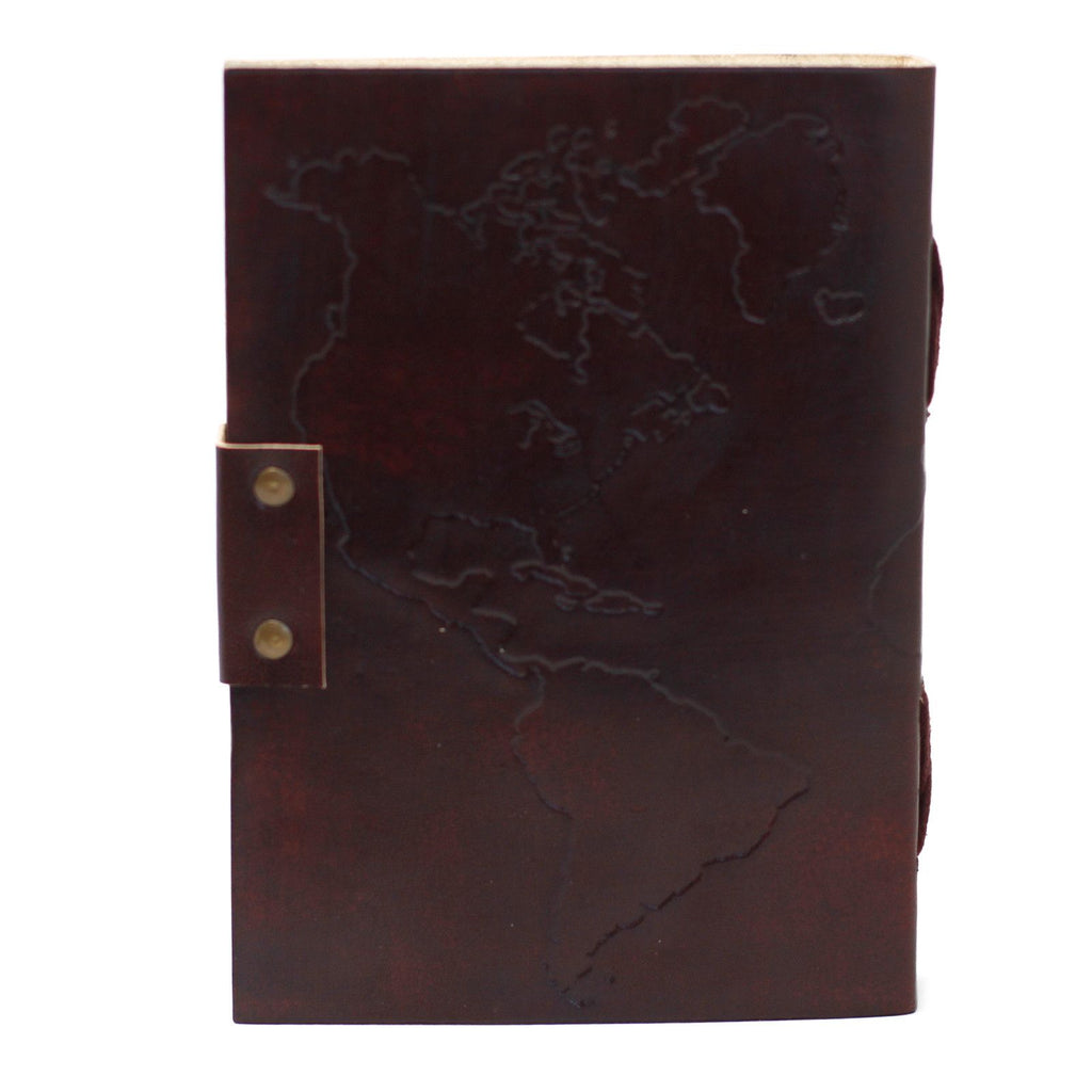 Leather World Map & Stitching Journal