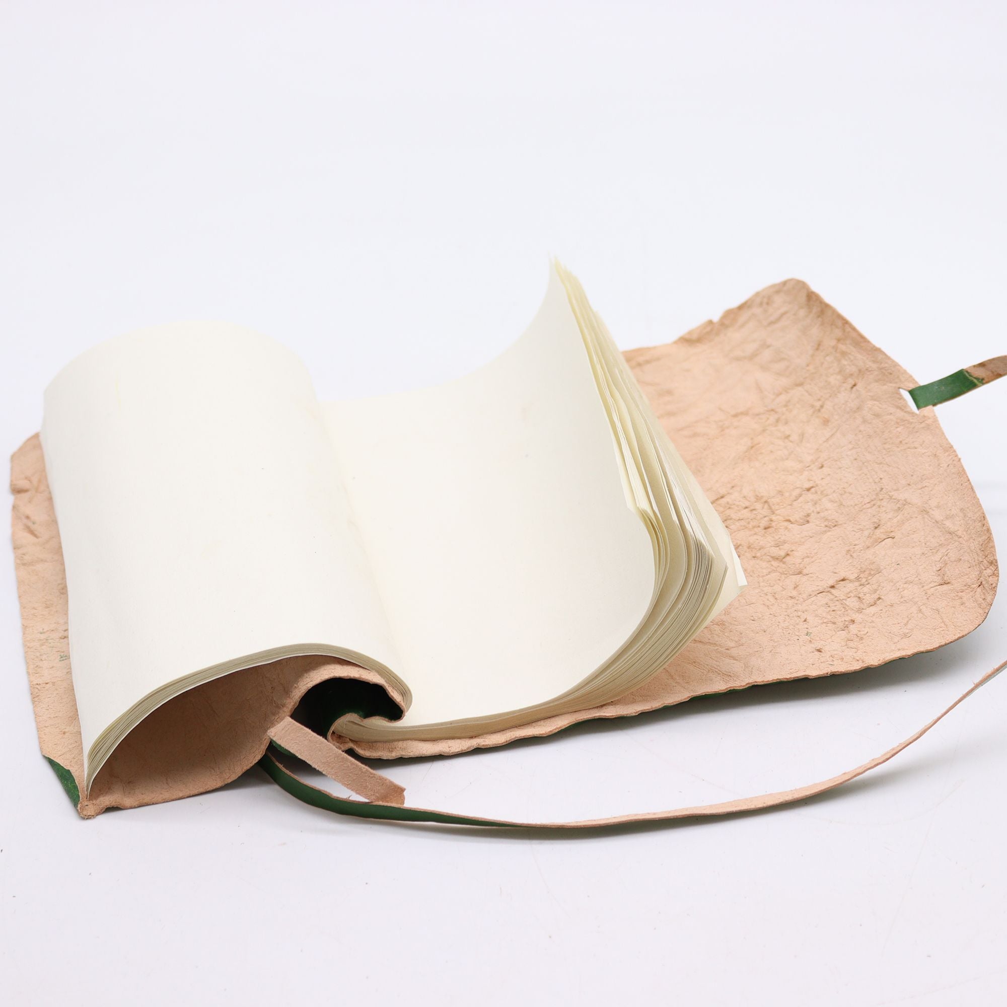 Rolled Leather Travel Journal- 96 pages - Green  21x15cm