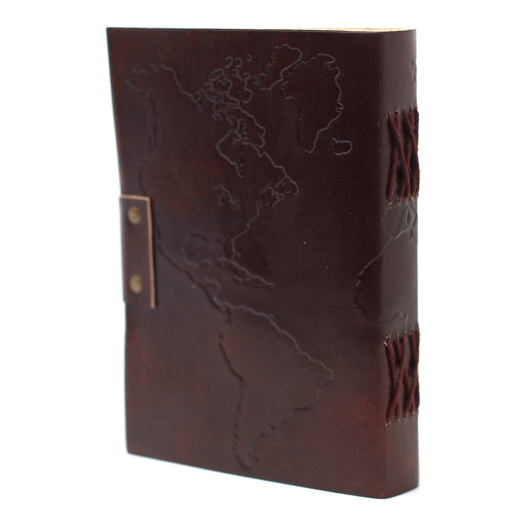 Leather World Map & Stitching Journal