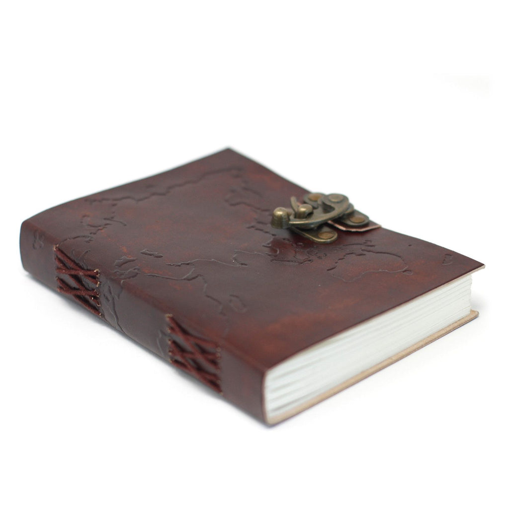 Leather World Map & Stitching Journal