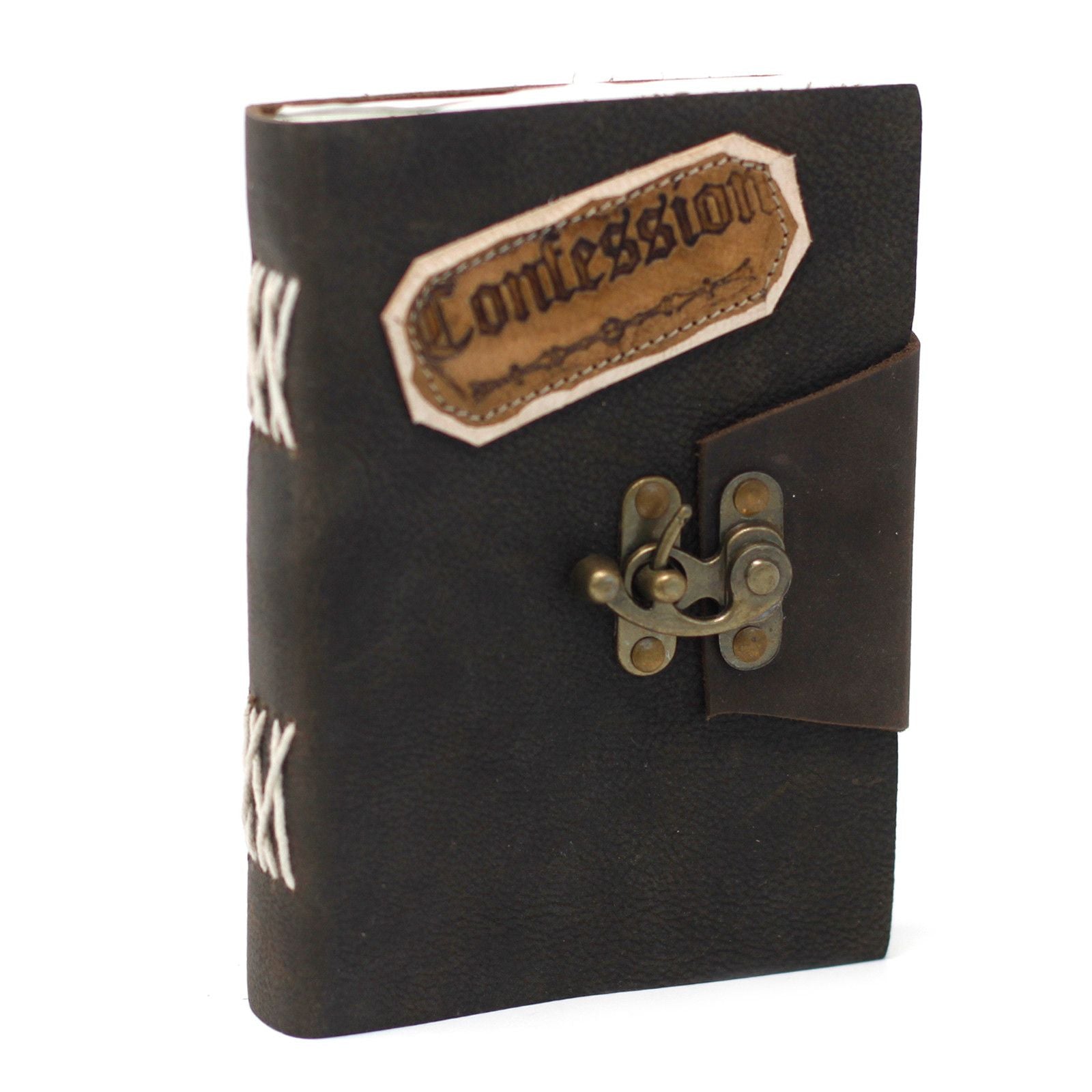 Leather Black Confessions with Lock (7x5")