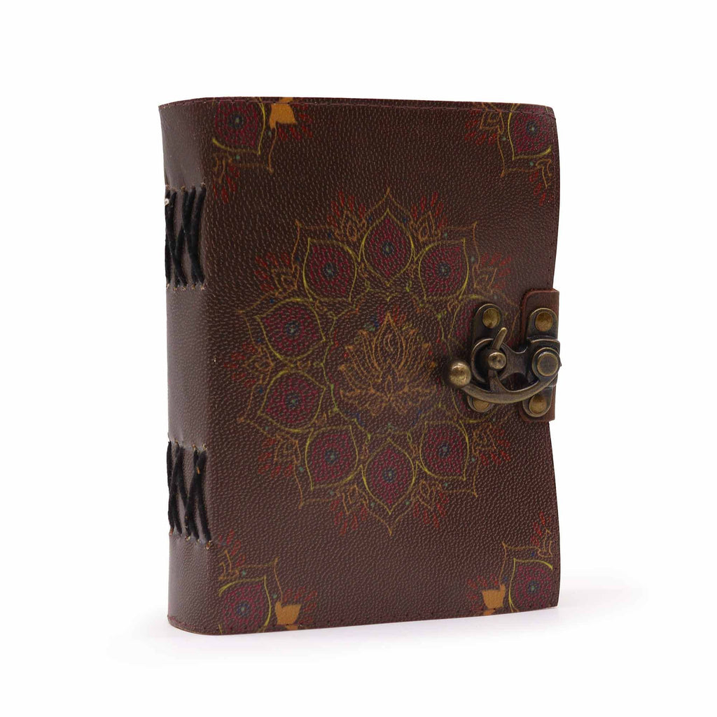 Leather Lotus Mandala Deckle-edge Journal