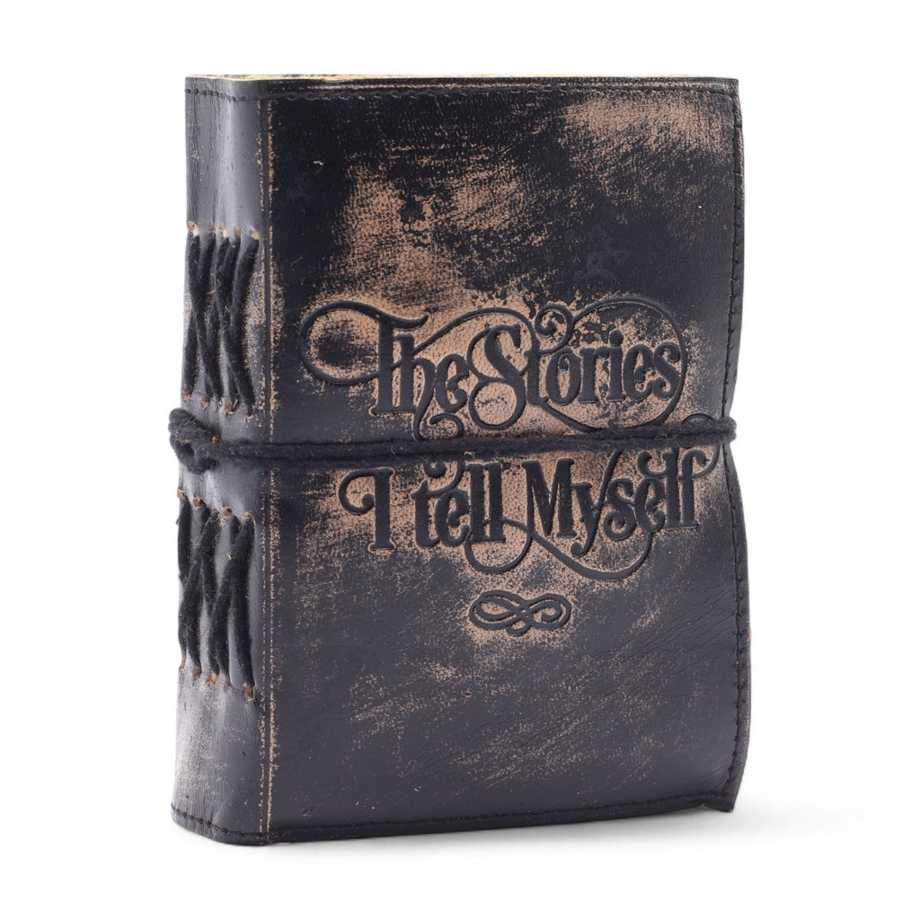 Fat Deckled Edge Leather Journal (5x3.5") - The Stories I Tell Myself