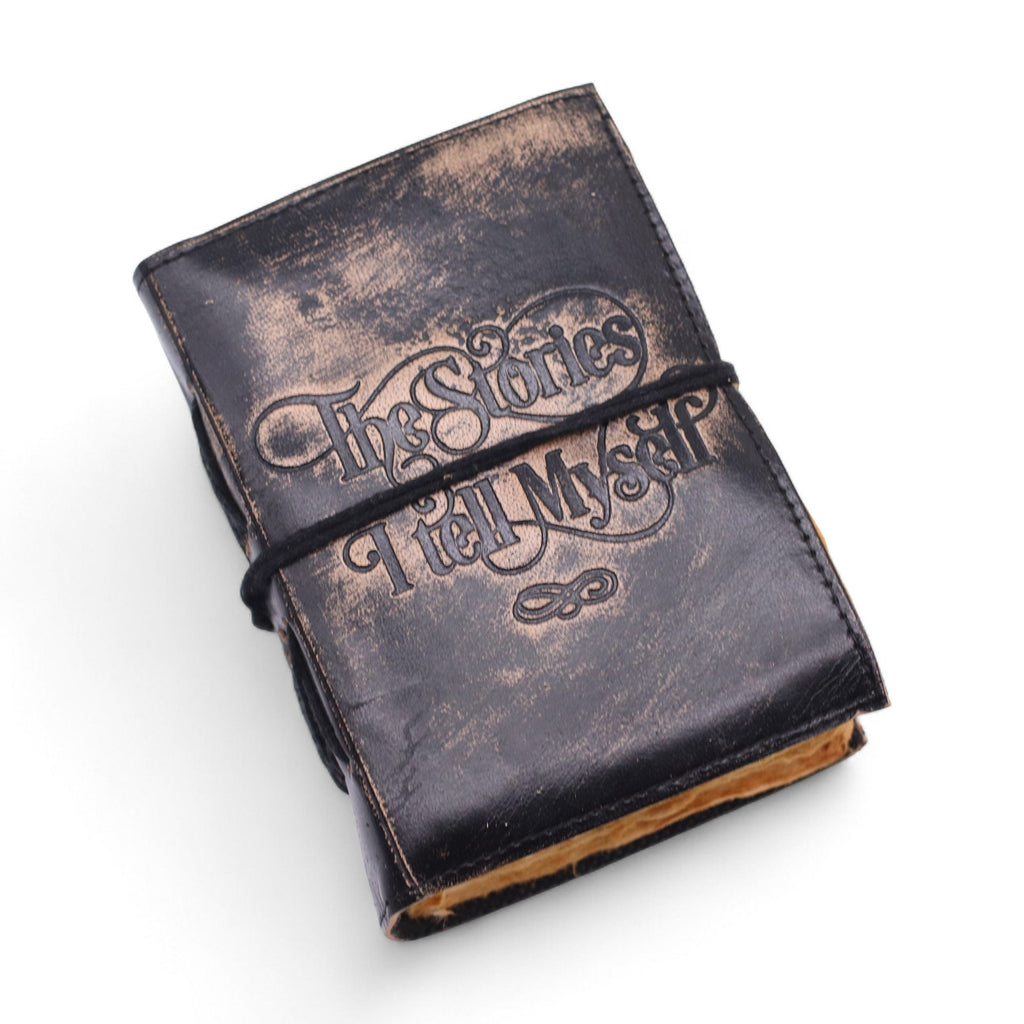 Fat Deckled Edge Leather Journal (5x3.5") - The Stories I Tell Myself