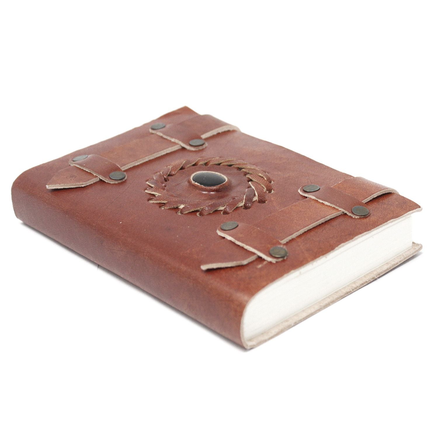 Leather Black Onyx with Belts Journal (6x4")