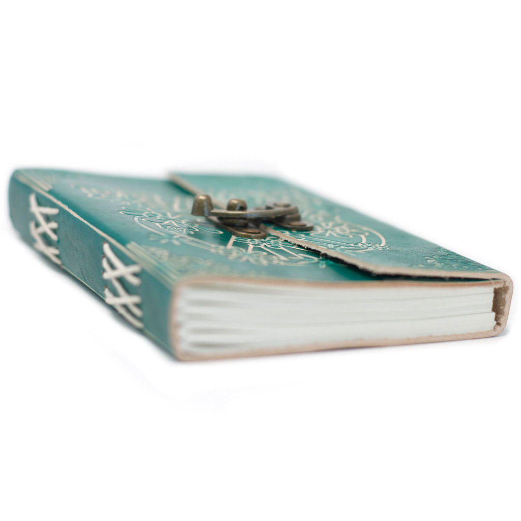 Leather Green Peace with Lock Journal