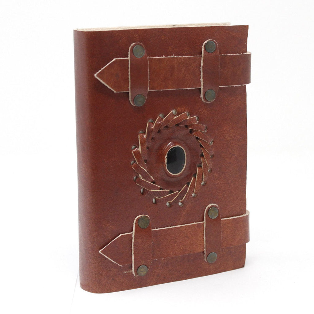 Leather Black Onyx with Belts Journal