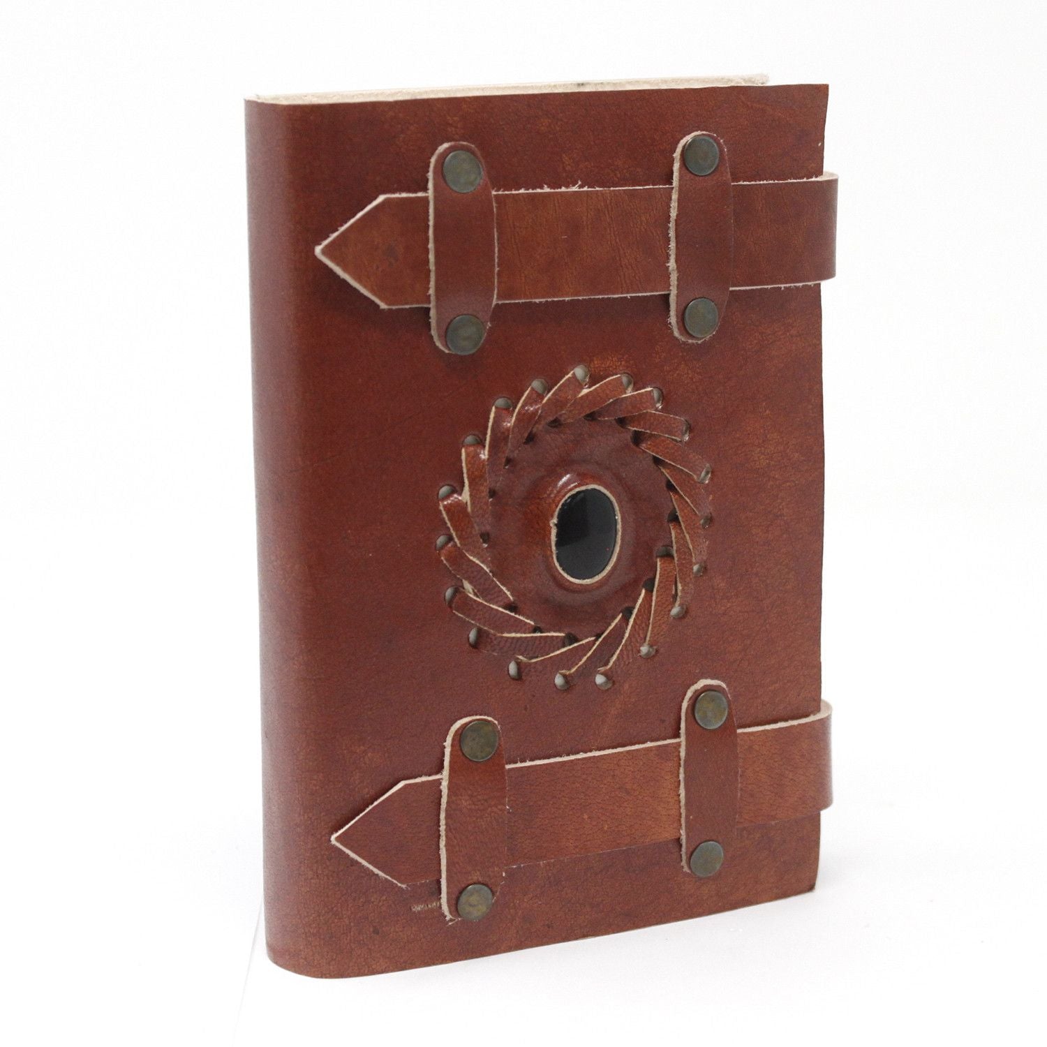 Leather Black Onyx with Belts Journal (6x4")