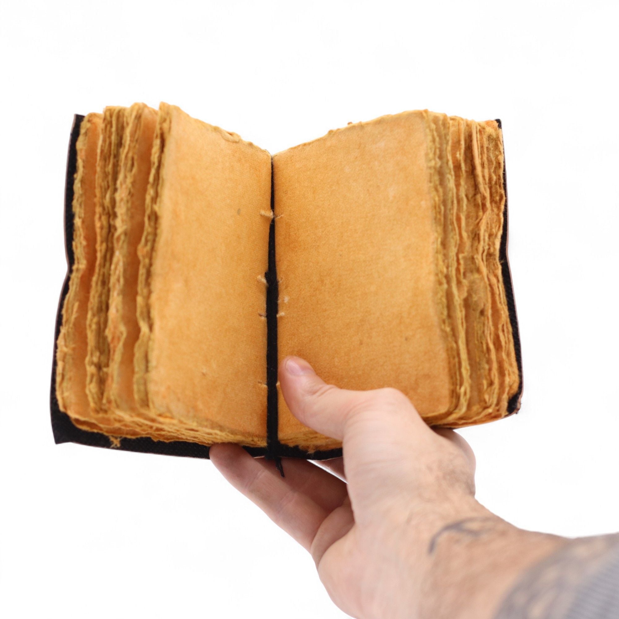 Fat Deckled Edge Leather Journal (5x3.5") - The Stories I Tell Myself