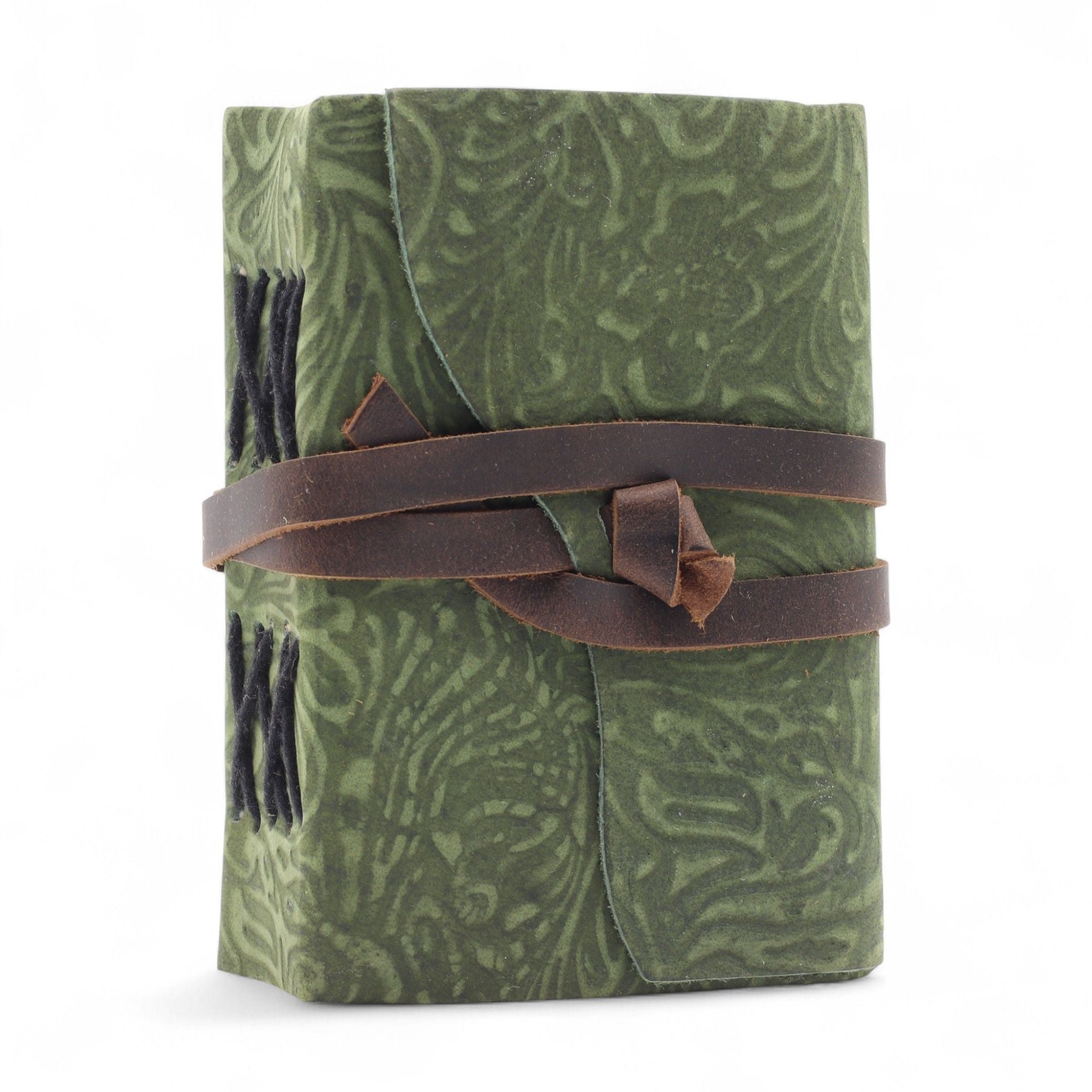 Fat Deckled Leather Journal – Green Maze Pattern