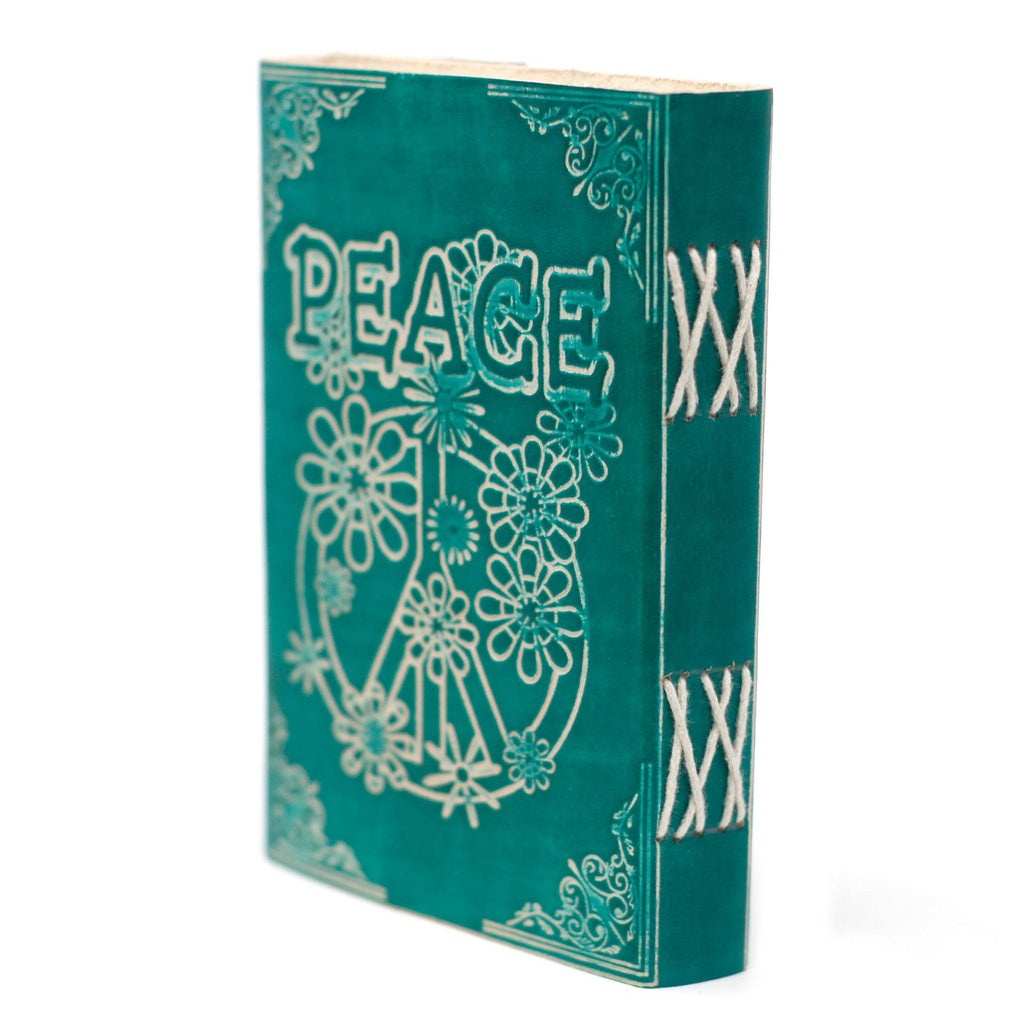 Leather Green Peace with Lock Journal