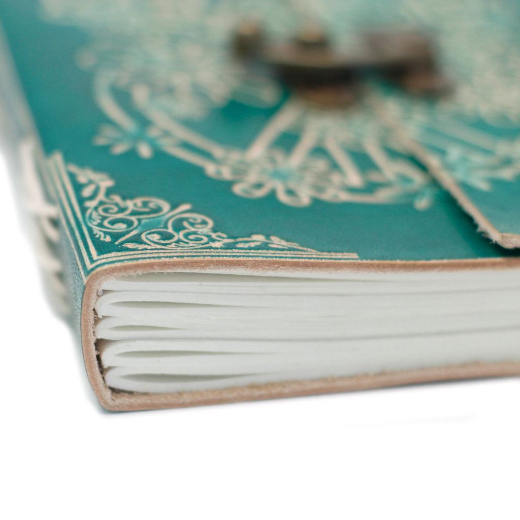 Leather Green Peace with Lock Journal